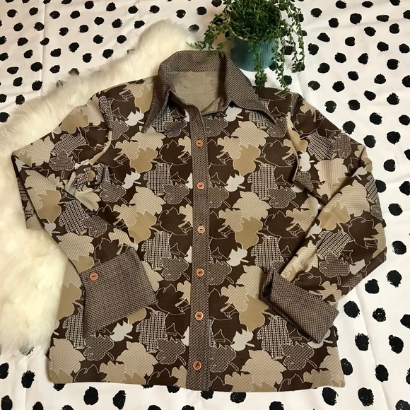 VINTAGE Polyester 70's / 80's Retro Disco Shirt - Picture 1 of 7